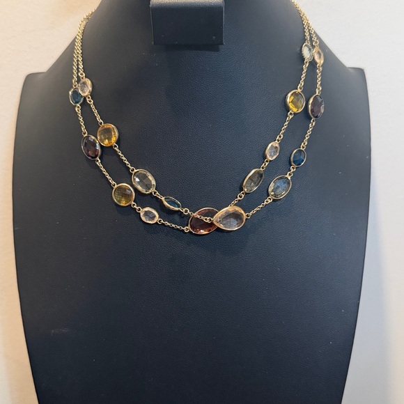 LOFT Jewelry - Loft Gold Tone Multi-Stone Layered Necklace – Double Strand 20”
